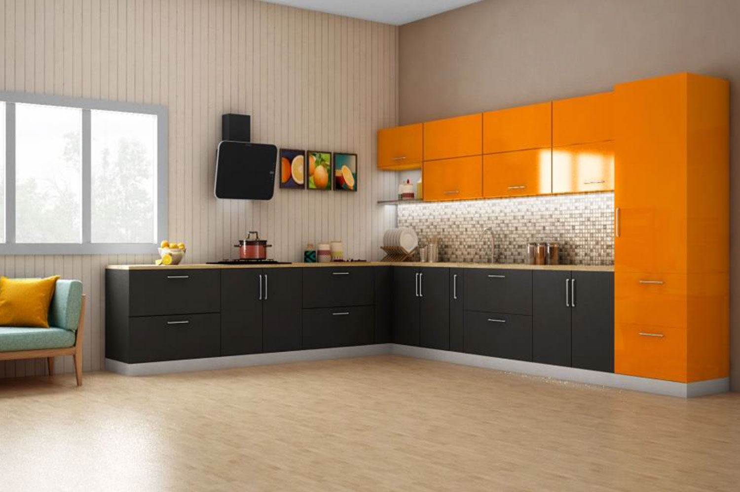 godrej single wall modular kitchen